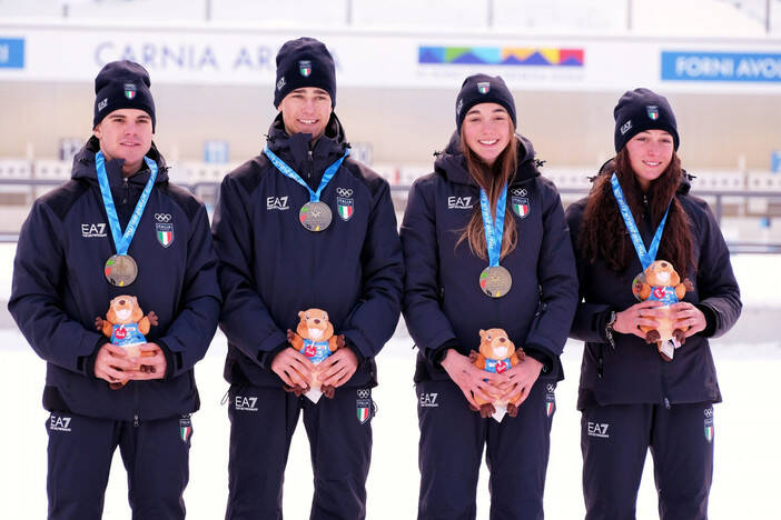 staffetta biathlon - Nicola Giordano, Michele Carollo, Carlotta Gautero e Fabiola Miraglio Mellano - Foto credit: EYOF