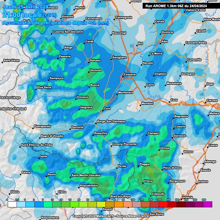 Le previsioni meteo in provincia di Cuneo di giovedì 25 aprile