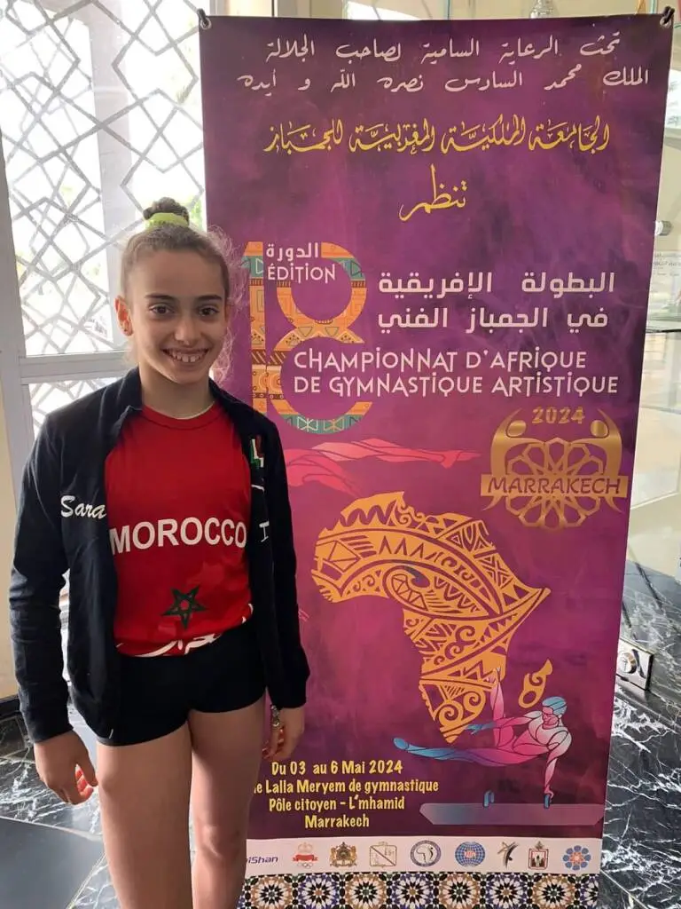 Sara Hadouz, portacolori della Cuneoginnastica, tra le big d’Africa